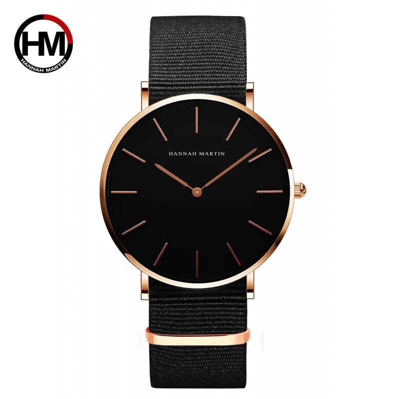 Rose Gold Dial Leather Quartz Watch