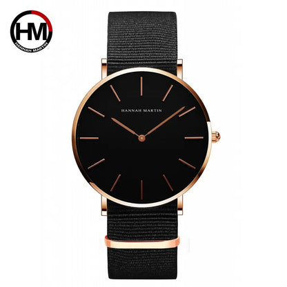Rose Gold Dial Leather Quartz Watch