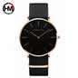 Rose Gold Dial Leather Quartz Watch