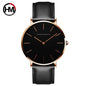 Rose Gold Dial Leather Quartz Watch