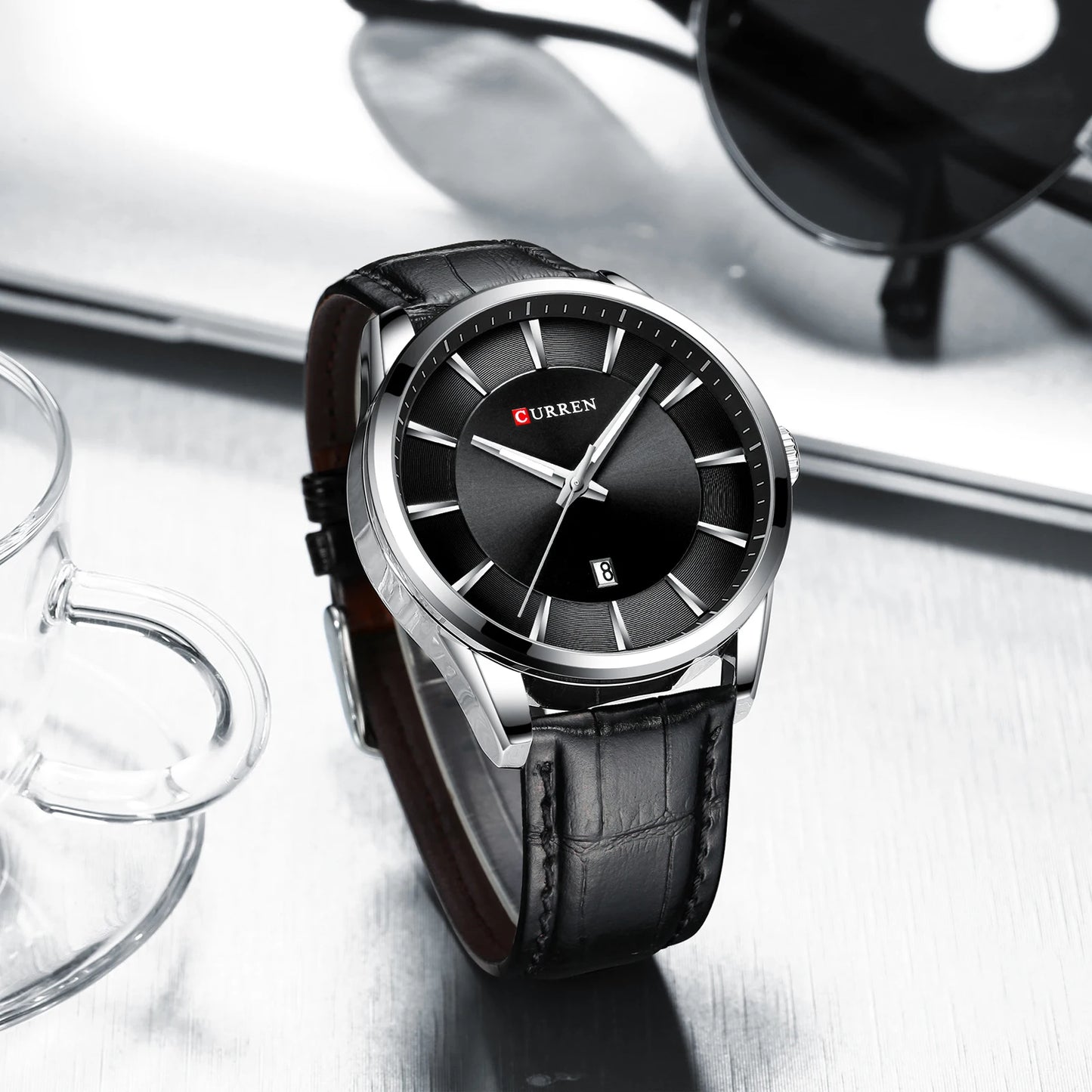 CURREN 45mm Leather Quartz Watch