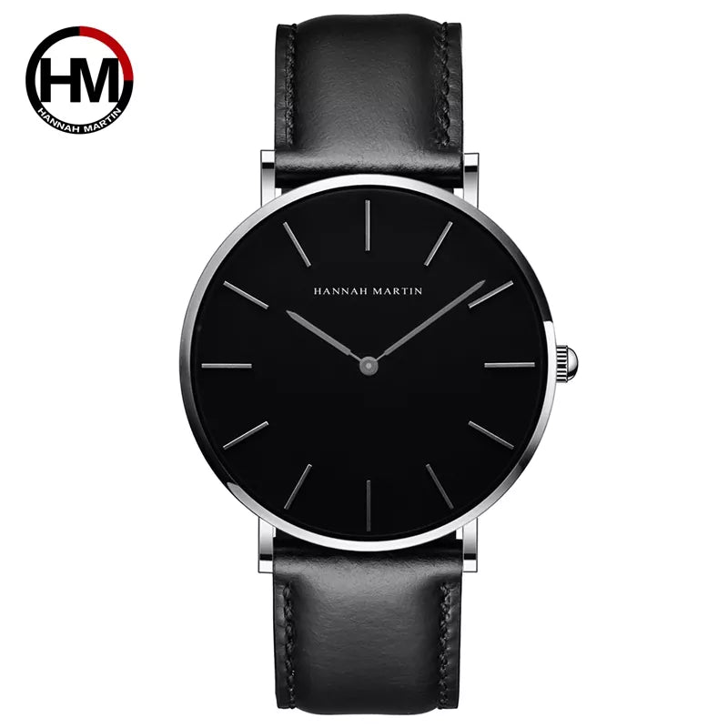 Rose Gold Dial Leather Quartz Watch
