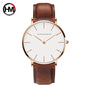 Rose Gold Dial Leather Quartz Watch