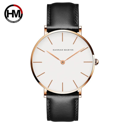 Rose Gold Dial Leather Quartz Watch