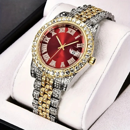 RUNERR Rhinestone Dial Steel Watch