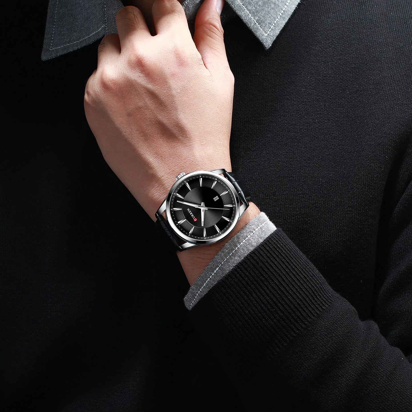 CURREN 45mm Leather Quartz Watch
